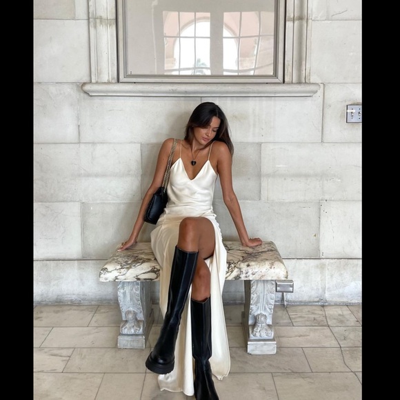 ZARA X KAIA GERBER Satin Effect Slit Backless Gown Maxi Dress - Picture 5 of 17